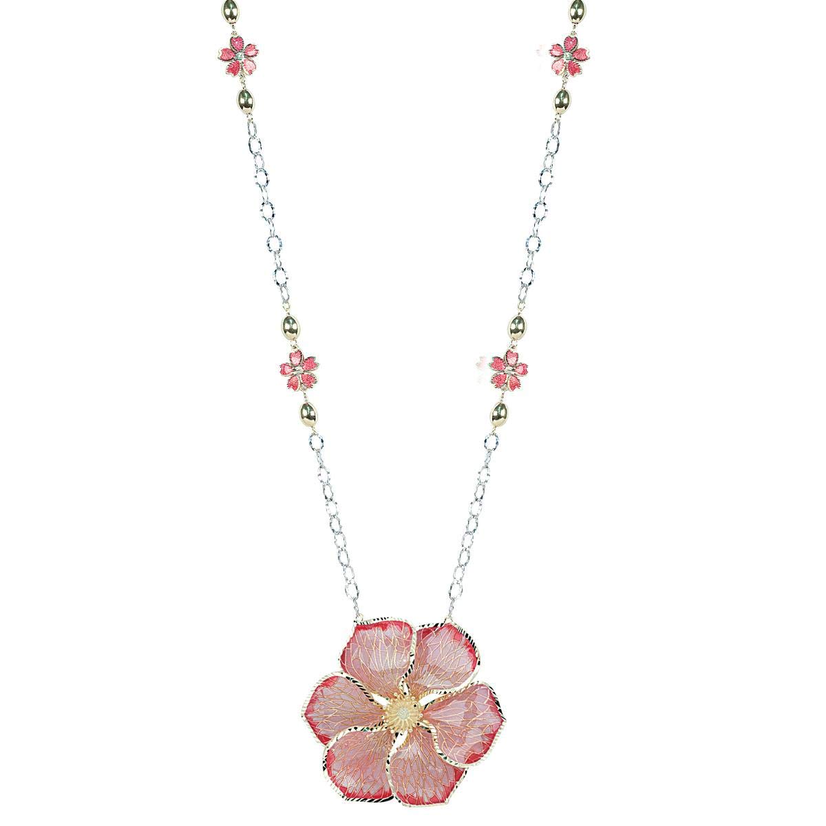 Artlinea Collana Farfalla in argento 925, rodiata, con smalto eseguito a mano giallo e cubic zirconia - ZCL857-ML.2.925