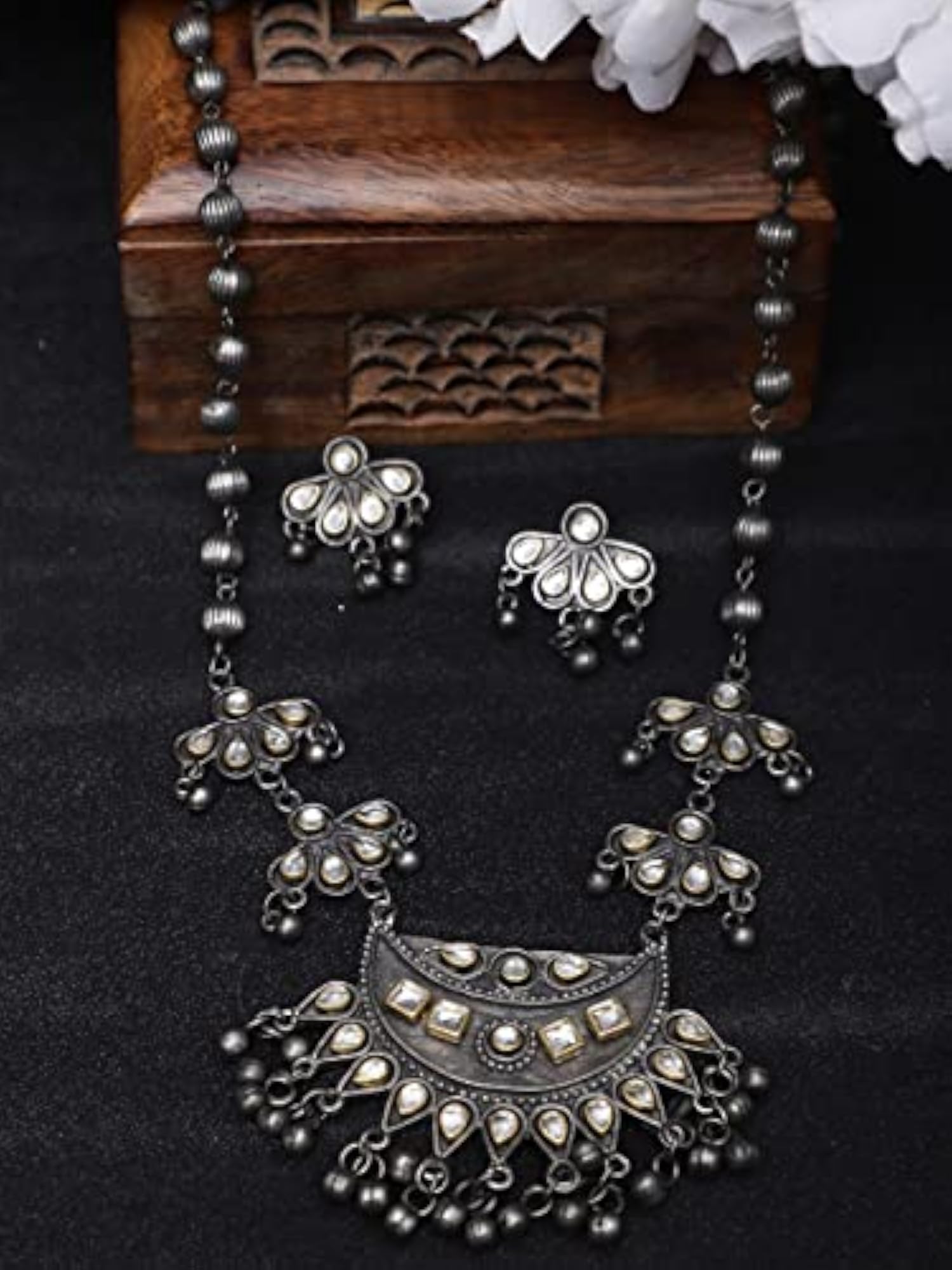Oxidised Necklace Set with Earrings (Style 3)