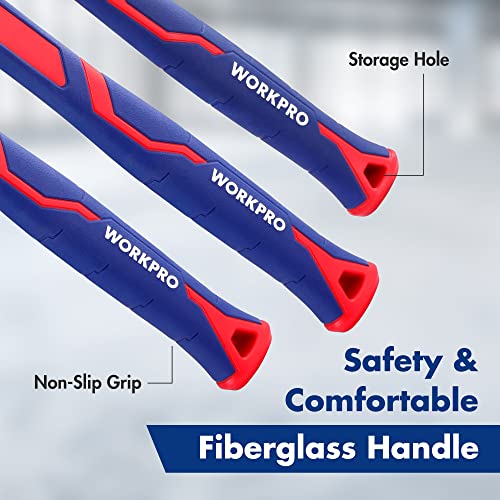 image for WORKPRO 5-Piece forge/Polish Steel Head, Fiberglass Handle Set - 32oz 
