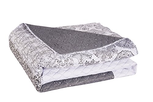 DecoKing 77191 Sprei 170 x 210 cm Staal Zilver Wit Antraciet Bedsprei Tweezijdig Wit Staal Zilver quilten Alhambra - Image 5