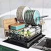 MAJALiS Dish Drying Rack for Kitchen Counter, Stainless Steel Large Dish Strainer with Drainboard Set for Sink, 2 Tier Dish Drainers with Utensil Holder, Cups Holder,Extra Drying Mat, Black