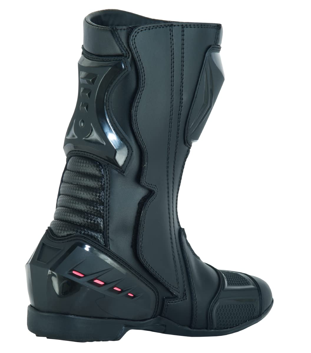 Bottes de moto de course Femme) COULEUR NOIR avec Détails Rose