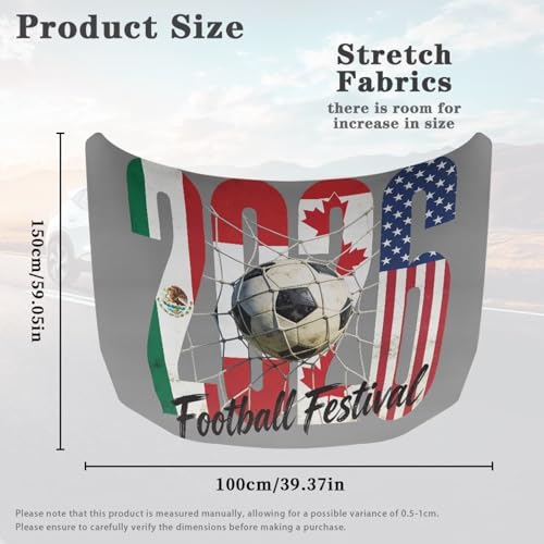 Image of 2026 Football Festival Car Hood Cover Stretch Car Hood Cover Wrap Fashion Car Bonnet Banner Automotive Hood Covers Accessory Decorative Universal Fit for Most Cars Sedans