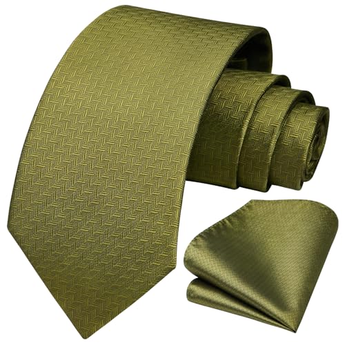 Image of HISDERN Ties for Men Solid Houndstooth Neckties Handkerchief Formal Business Tie & Pocket Square Set Wedding Party