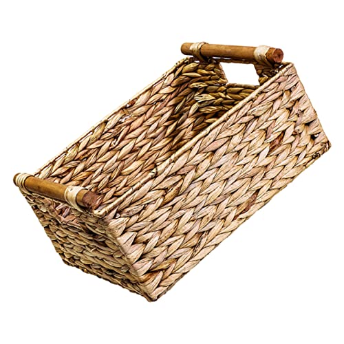 OUNONA Cesta de Almacenamiento Decorativa de Ratán para Organizador de Artículos de Tocador Diseño Vintage Pequeño para Hogar y Oficina Multiusos Sin Tapa