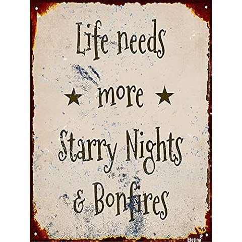 TSOSK Retro Metal Sign/Life Needs More Starry Nights & Bonfires Signs,Camping Firepit Backyard Cabin Aluminum Quality Metal Signs 8 X 12 Inch Large Art for Sale Vintage Plates Printed Cover
