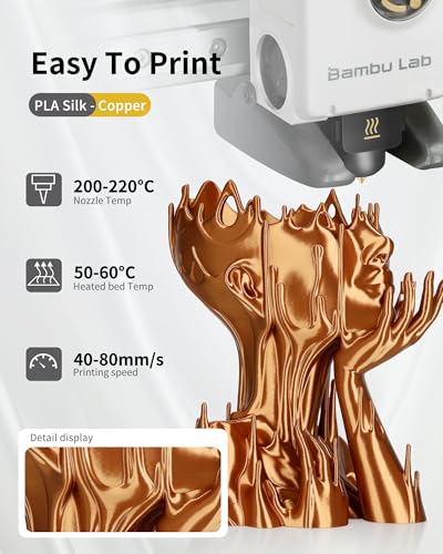 Image of LANDU Silk PLA Filament 1.75mm Copper 1KG, 3D Printer Filament Dimensional Accuracy + /- 0.02mm, 1kg Cardboard Spool(2.2lbs), Neatly Wound 3D Printing Filament,Silk Copper