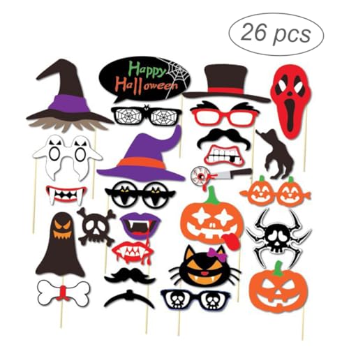 Accesorios de cabina de fotos Gadpiparty con 52 piezas variadas para fiesta de Halloween 4
