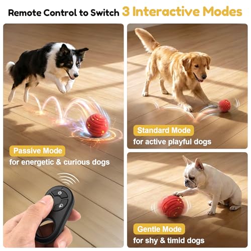 Interactive Dog Toys with Remote Control, Smart Interactive Dog Ball with 3 Modes, Auto-Moving&Bouncing, High-Resilience&Chew Resistant E-TPU Dog Ball, IPX6 Waterproof, Rolling Ball Dogs - Image 3