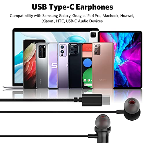 USB C Headphone, COOYA USB Type C Earphones Wired Earbuds Magnetic Noise Canceling in-Ear Headset with Microphone for… - Image 3