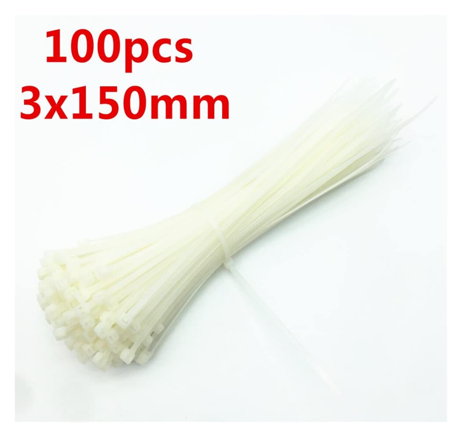 Sepkus 100PCS 3 X 60/80/100/120/150/200 mm Blanco Negro Leche Cable Bridas con Cremallera Bridas de Nailon autoblocantes (Color: Blanco, Tamaño: 3 x 200 mm) (Blanco 3 x 150 mm)