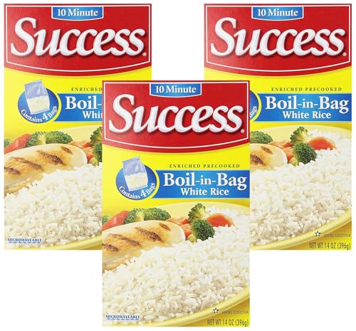 Image of Success Boil-in-Bag Rice, White Rice, Quick and Easy Rice Meals, 14-Ounce Box (Pack of 3)