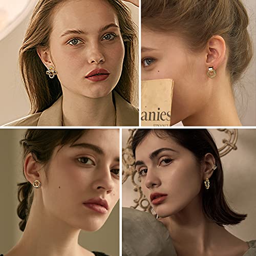 Orazio 8 Pairs Clip On Earrings For Women Gold Clip On Hoop Earrings Silver Clip On Stud Earrings Twist Chunky Hoop Earrings Non Pierced Fake Earrings Set-8G thumb #4