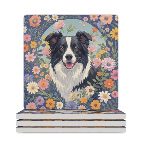 Dessous de verre moderne pour table basse avec motif Border Collie
