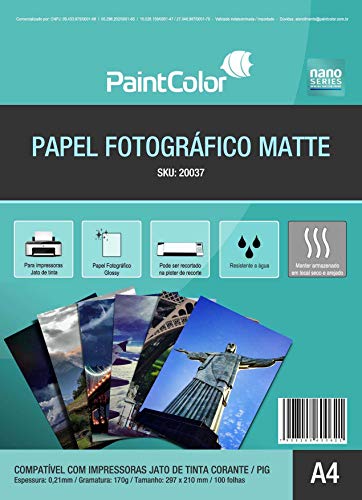 Papel Fotográfico Matte para Jato de Tinta 170g A4-100 Folhas