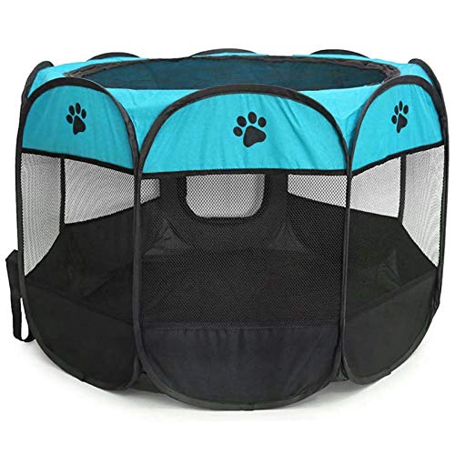 Image of Pet Playpen, Foldable Dog Playpens, Portable Exercise Kennel Tent for Puppies /Dogs /Cats /Rabbits, Dog Play Tent with Removable Mesh Shade Cover for Travel Indoor Outdoor Using