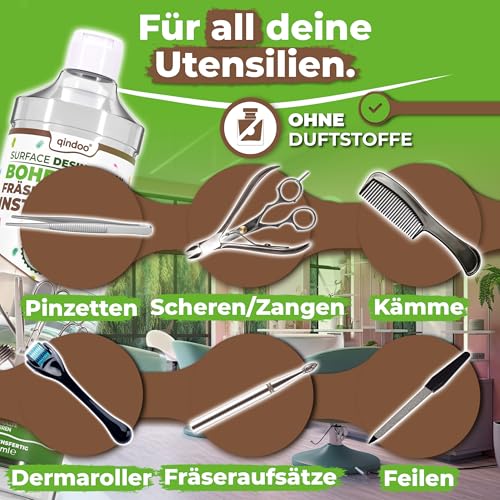 Qindoo Instrumentendesinfektion Bohrerbad Desinfektion Fräser, Fußpflege, Nagelstudio, Friseur, Barber, Dermaroller Kosmetik Instrumente, Ultraschall geeignet