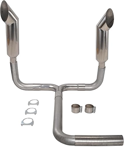 Sistema de tubo de escape diésel Turbo Dual Smoker de 4 pulgadas con 2 piezas de entrada de 4 pulgadas, 7 pulgadas, salida de acero inoxidable