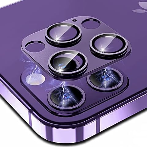 Rhidon for iPhone 14 Pro/iPhone 14 Pro Max Camera Lens Protector, HD Tempered Metal Glass Cover Screen Protector Film Accessories, Night Shooting Mode and Case Friendly (Deep Purple) Cover