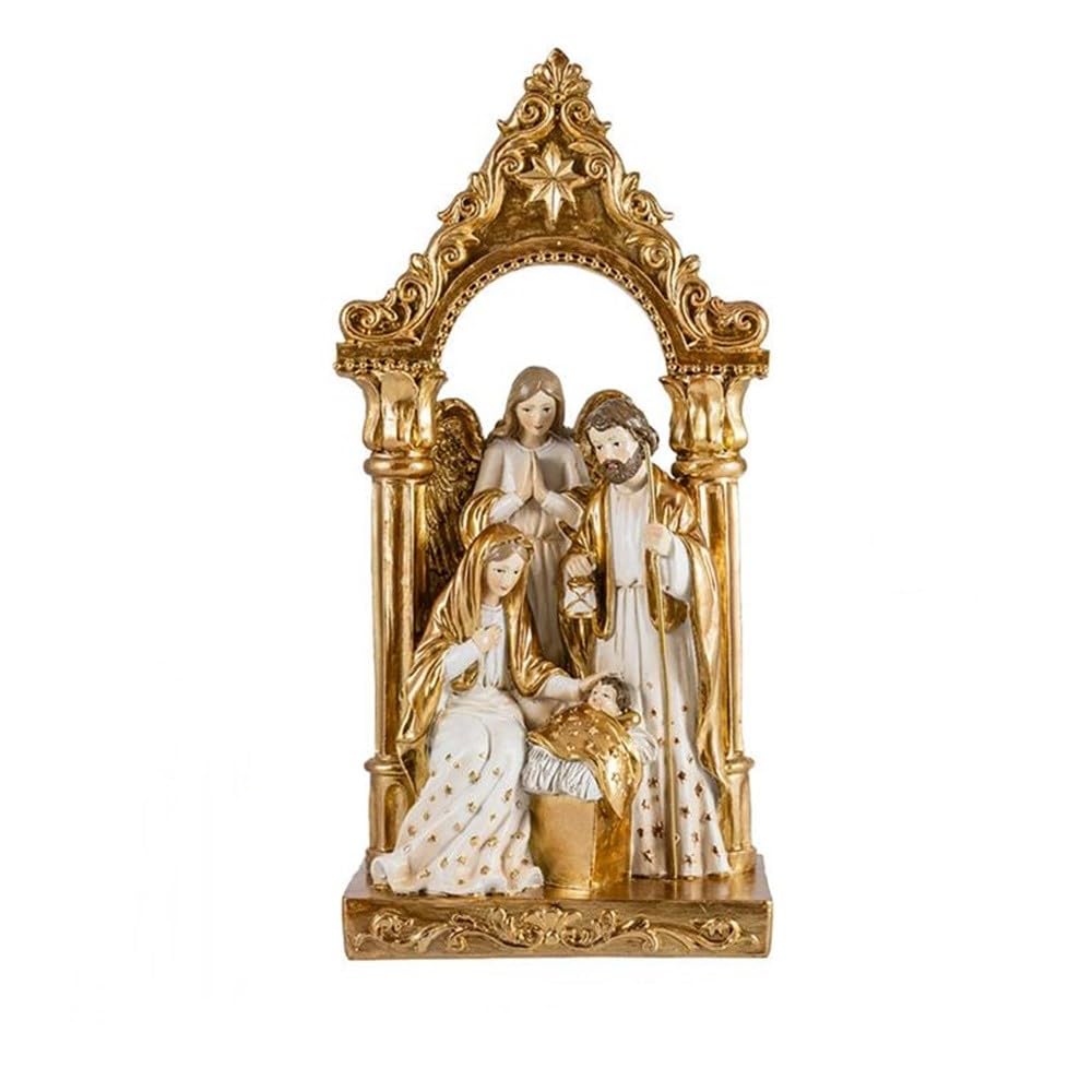 Inmaculada Romero IR Misterio Nacimiento Navidad Figura 30cm. Portal Belén Dorado Niño Jesús Virgen María San José Resina
