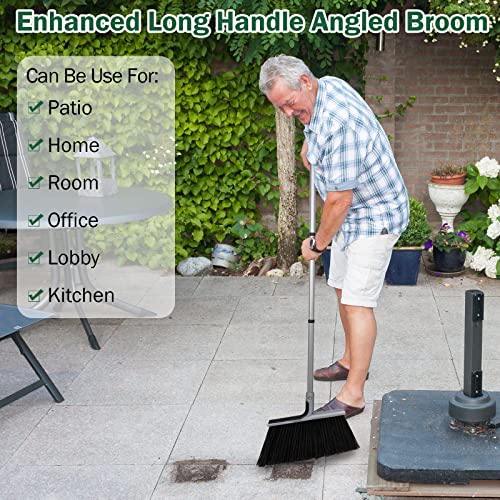 Mumufy Heavy Duty Commercial Broom Bulk Outdoor Broom Indoor Broom For Floor Cleaning Household Angle Brooms With 58 Inch Long Handle For Garage Kitchen Office Patio Courtyard Concrete (5 Pcs) #TOP6