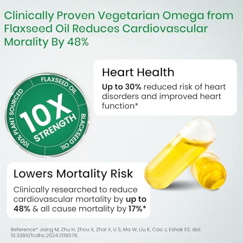 Image of Vlado's Himalayan Organics Omega 3 6 9-2000mg /Serving I Vegetarian Omega 3 I Source from Flax Seed I Support Muscle,Bone,Heart & Skin - No Fish Burps Oil Used Capsules for Men & Women- 90 Capsules