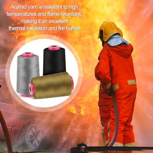 Image of 3-roll Pack of 1313 Aramid 403 Flame-Retardant Yarn, Temperature Resistant to 200℃ Under No Load, Temperature Resistant to 162℃ Under Load, 2000 Meters, Available in Black, Gray, and Khaki