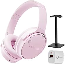 auriculares inalámbricos con cancelación de ruido QuietComfort, rosa pétalo, paquete con cargador de pared USB-C/-A