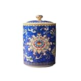 SONGCHAO Sugar Jar Enamel Colored Tea Storage Container Jar Ceramic Small Sealed Household Retro Chinese Style Set Single Tea Canister(A)