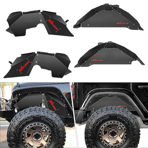 Nilight Front & Rear Inner Fender Liners Wheel Cover Fit for 2007-2018 Wrangler JK JKU 4WD (4-Door/2-Door) Unlimited Bolt-on Style Fender Flares Splash Guards