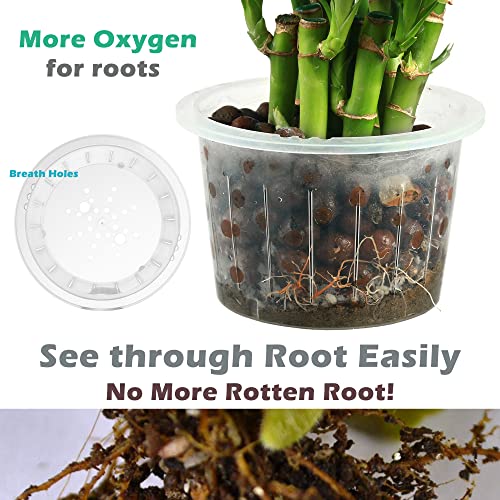 Delf 6 Pack 6.7" Self-Watering Planters Flower Pots For Indoor Garden Devil's Ivy, African Violet, Ocean Spider Plant, Orchid, White Color #TOP2