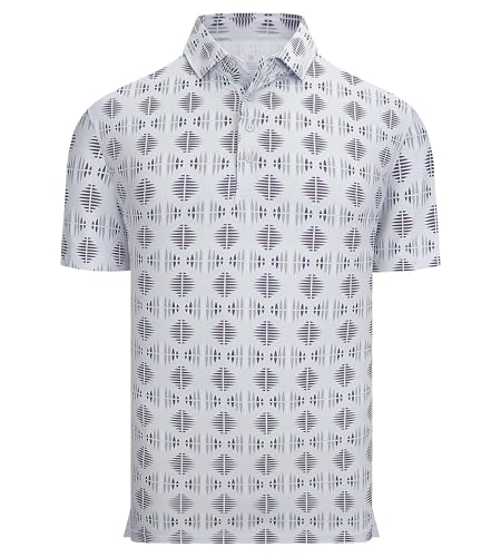 Image of Alex Vando Mens Golf Shirts Short Sleeve Breeze Quick-Dry Print Polo Shirt