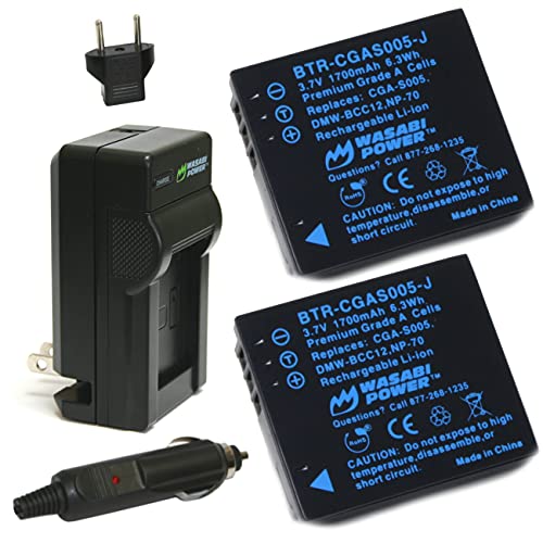 Wasabi Power Battery (2-Pack) and Charger for Leica BP-DC4, C-Lux 1, D-Lux 2, D-Lux 3, D-Lux 4