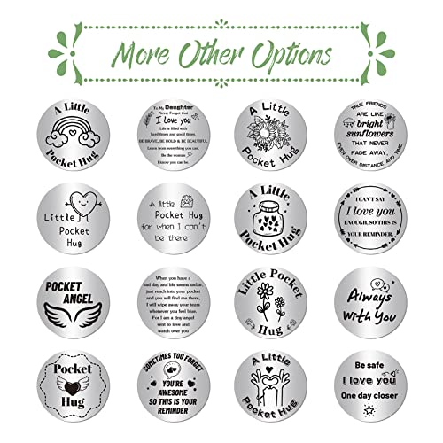 Creatcabin A Little Pocket Hug Token Long Distance Relationship Keepsake Stainless Steel Double Sided Inspirational Gift With Pu Leather Keychain For Friends Family Son 1.2 X 1.2 Inch-To My Son #TOP6