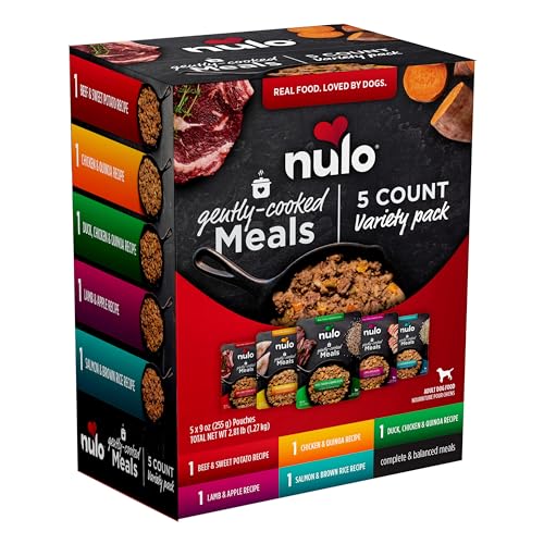 Nulo Gently Cooked Meals Variety Pack Shelf Stable Fresh Dog Food 9 Ounce 5 Count