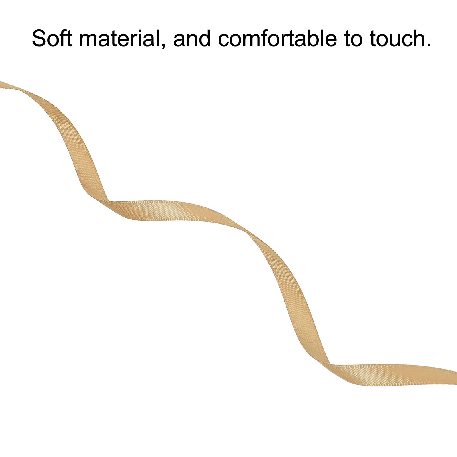 PATIKIL 0.28 Inch Wide 100 Yards Satin Ribbon, Double Face Solid Crafts Roll for Party Home DIY Wrapping Decoration Tan - Image 3