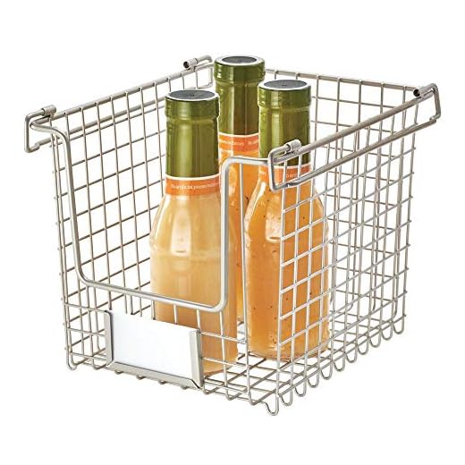 iDesign Caja, pequeña Cesta de Metal apilable y con Asas para Guardar cosméticos o artículos de papelería, Organizador para baño, Cocina o despacho, Plateado