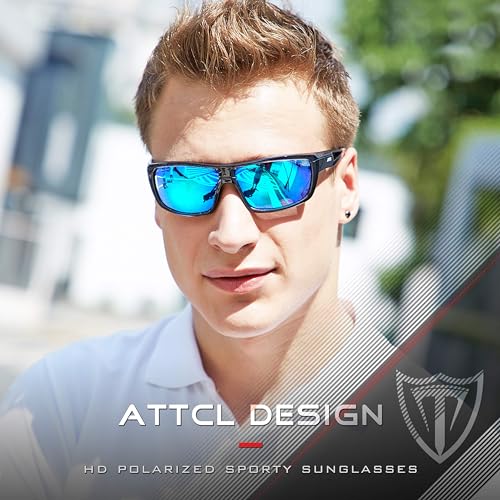 ATTCL Bundle Men's Vintage Driving Polarized Sunglasses Rectangular Metal Frame:(2021-Black+Blue)+(2022-Black+grey)3