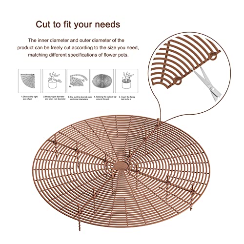 Brown Plant Pot Grid,Tianher 2 Pcs Large Cuttable Flower Pot Soil Cover Protectors with Deep Stakes - Image 3