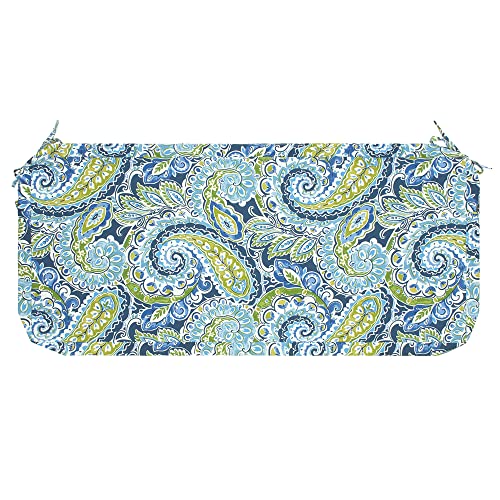 Magpie Fabrics Funda de cojín para banco/columpio de patio, 48 x 18 x 3 pulgadas, resistente al agua, protección UV, muebles de exterior, funda de cojín de repuesto con cremallera (Paisley Lapislázuli
