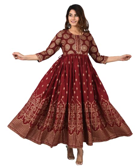 A-Line Printed Kurti for Women Rayon Anarkali Kurta