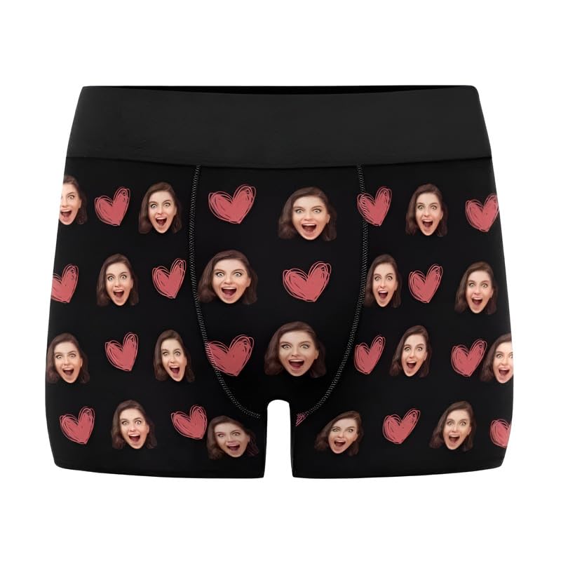 JINMA Personalized Boxers for Men, Custom Faces Print Boxer Briefs, Personalized Funny Boxers for Boyfriend Husband Him Black3