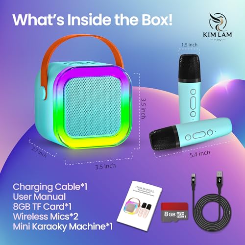 Kids Mini Karaoke Machine - 1500 mAh Portable Singing Toy (Blue)