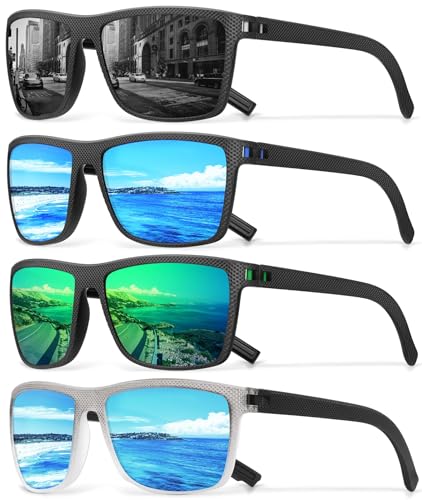 Image of Square Polarized Sunglasses for Men Vintage Style Driving Travel Sun Glasses Lightweight Frame UV Protection Eyewear