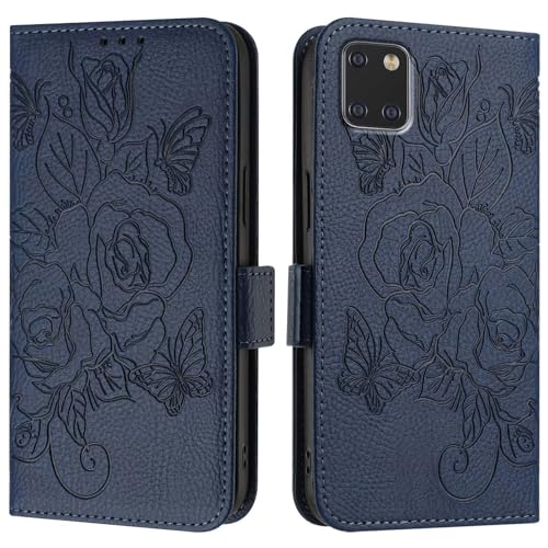 Samsung Galaxy A81/Note 10 Lite/M60S�P�[�X�Ή��A�E�H���b�g�P�[�X �X���� PU���U�[ �t�H�� �t���b�v �t�H���I�P�[�X�A�J�[�h�z���_�[+���X�g�X�g���b�v�t���ϏՌ��ی�P�[�X(Blue)