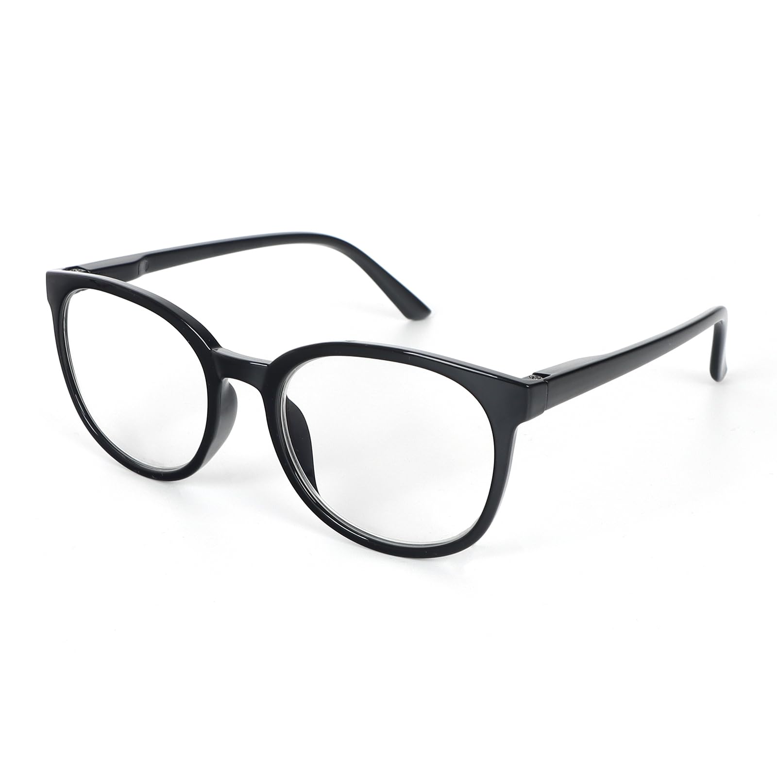 MMOWW Runder Rahmen Lesebrille Damen Herren, Federscharnier Runden Blaulichtfilter Computerbrille Entspiegelt Brille (Schwarz, +3.5)