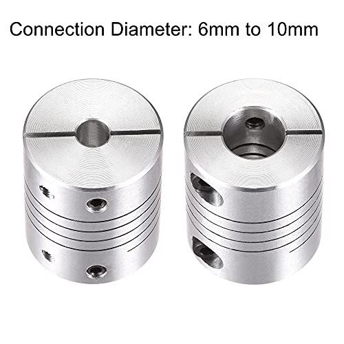 sourcing map 2Stk Motorwelle 6mm auf 10mm Spiralförmiger Strahl Koppler Kupplung 25mm Durchmesser 30mm Länge