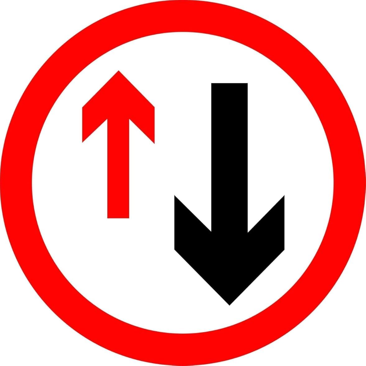 Yelacecca Metal warning sign 12x12 inches Give priority to vehicles from opposite direction