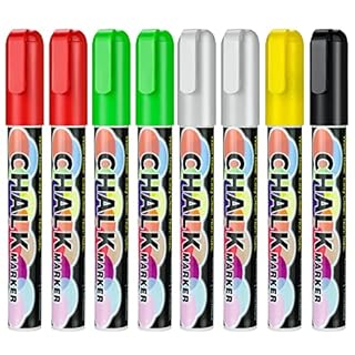CeleMoon Liquid Chalk Markers 8 Pack Christmas Theme Colors, Wet Erase Neon Maker Pens for Painting Drawing Writing on Blackboard, Chalkboard, Glass, Window, for Holiday Festivals New Year Decoration