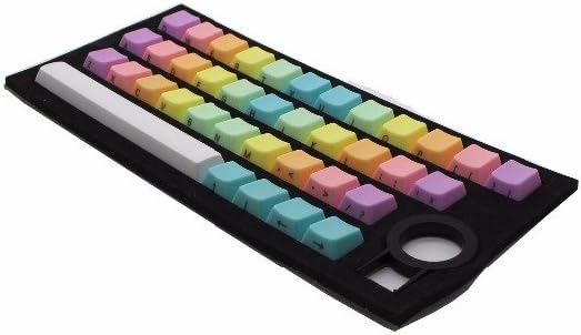 Side-printed PBT OEM Profile 37 Keyset plus Spacebar Keycap Puller Rainbow Keycaps For MX Mechanical Keyboard (Light color with white Spacebar)